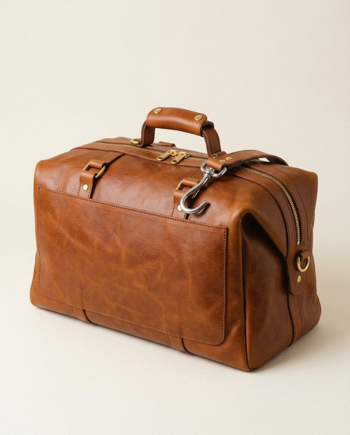 Belgrave Carry-On Garment Duffel, brass-finish zips, steel hanger hook detail