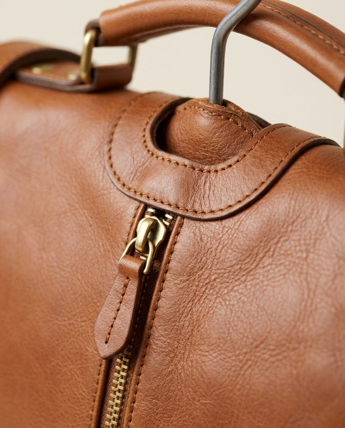 Belgrave Folding Garment Bag, leather detail
