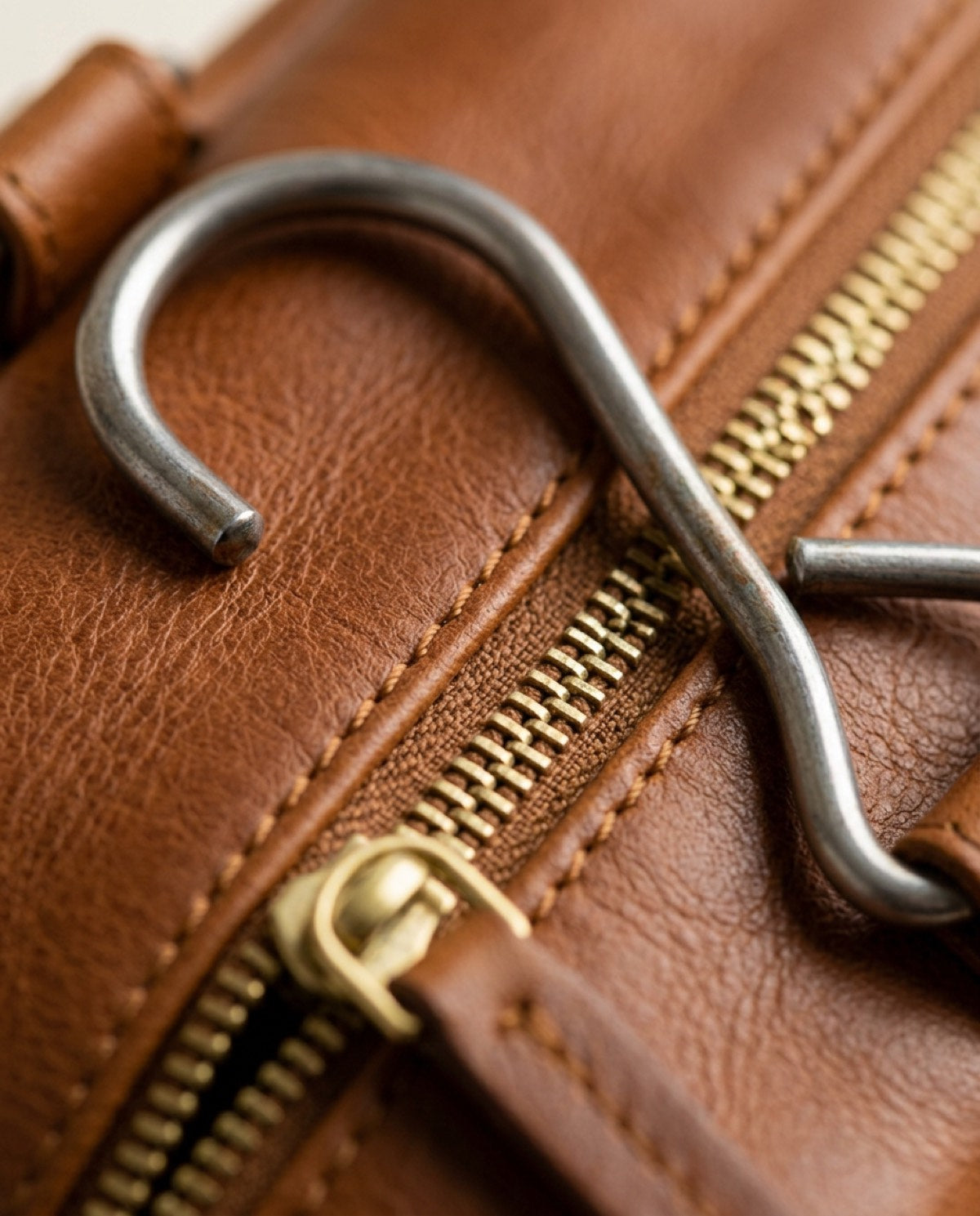 Essential Toiletry Bag, leather detail