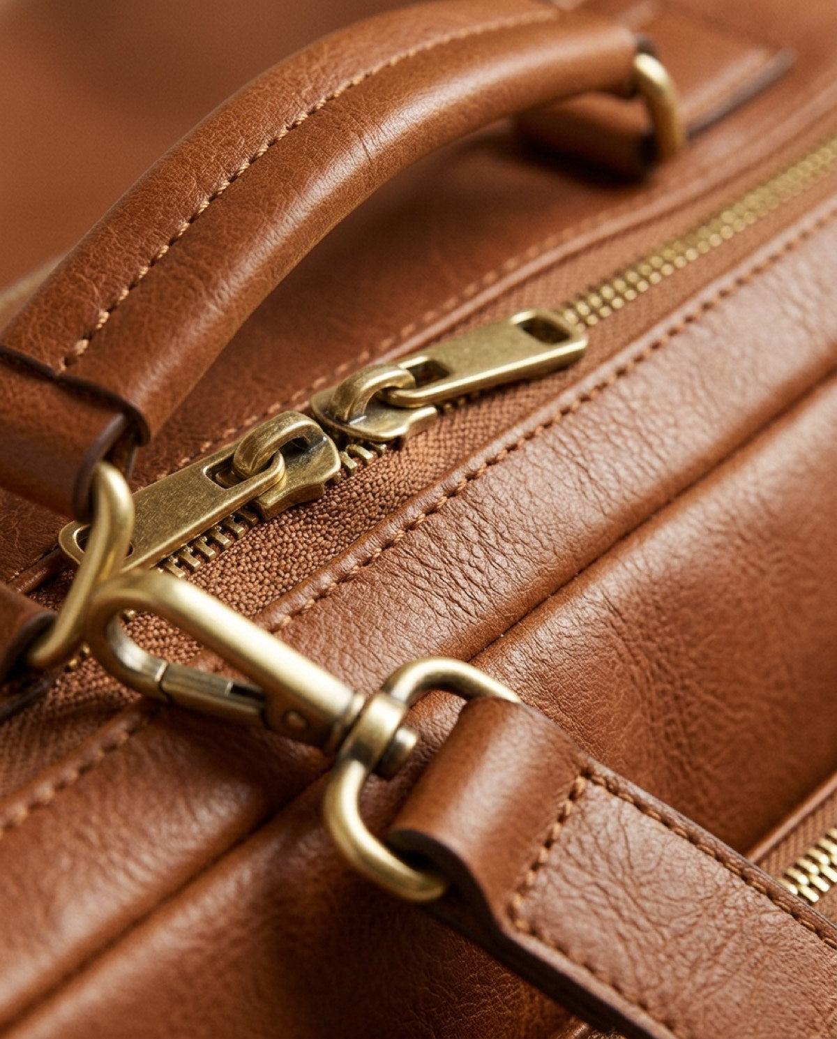 Hatton Large Briefcase, leather detail