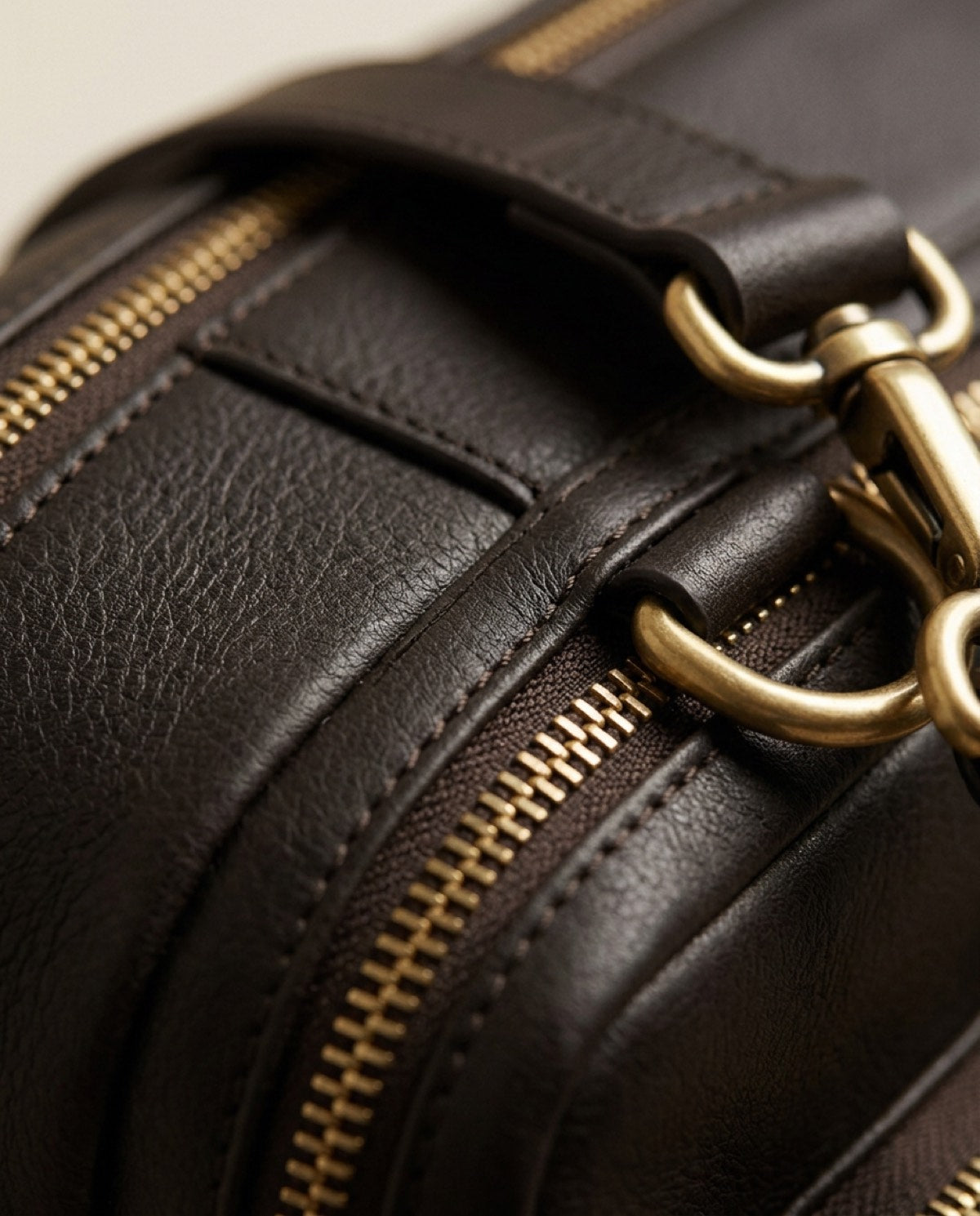 Hatton Large Briefcase, leather detail