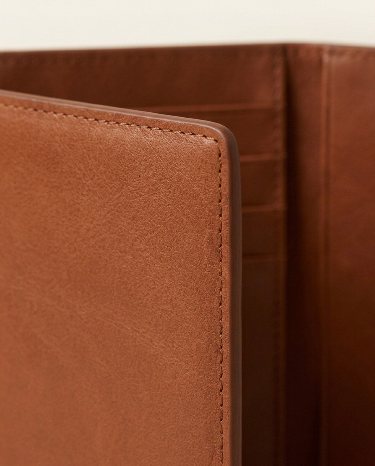 Hatton Passport Holder, leather detail