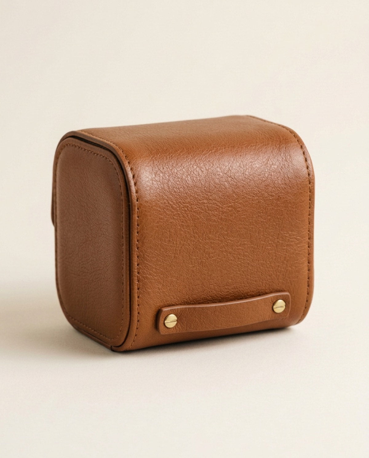 Hatton Single Watch Case, brass-finish snap detail