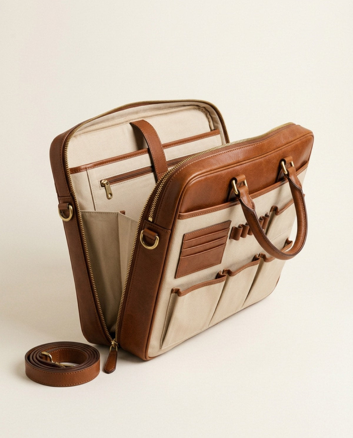 Hatton Slim Briefcase, cotton twill detail