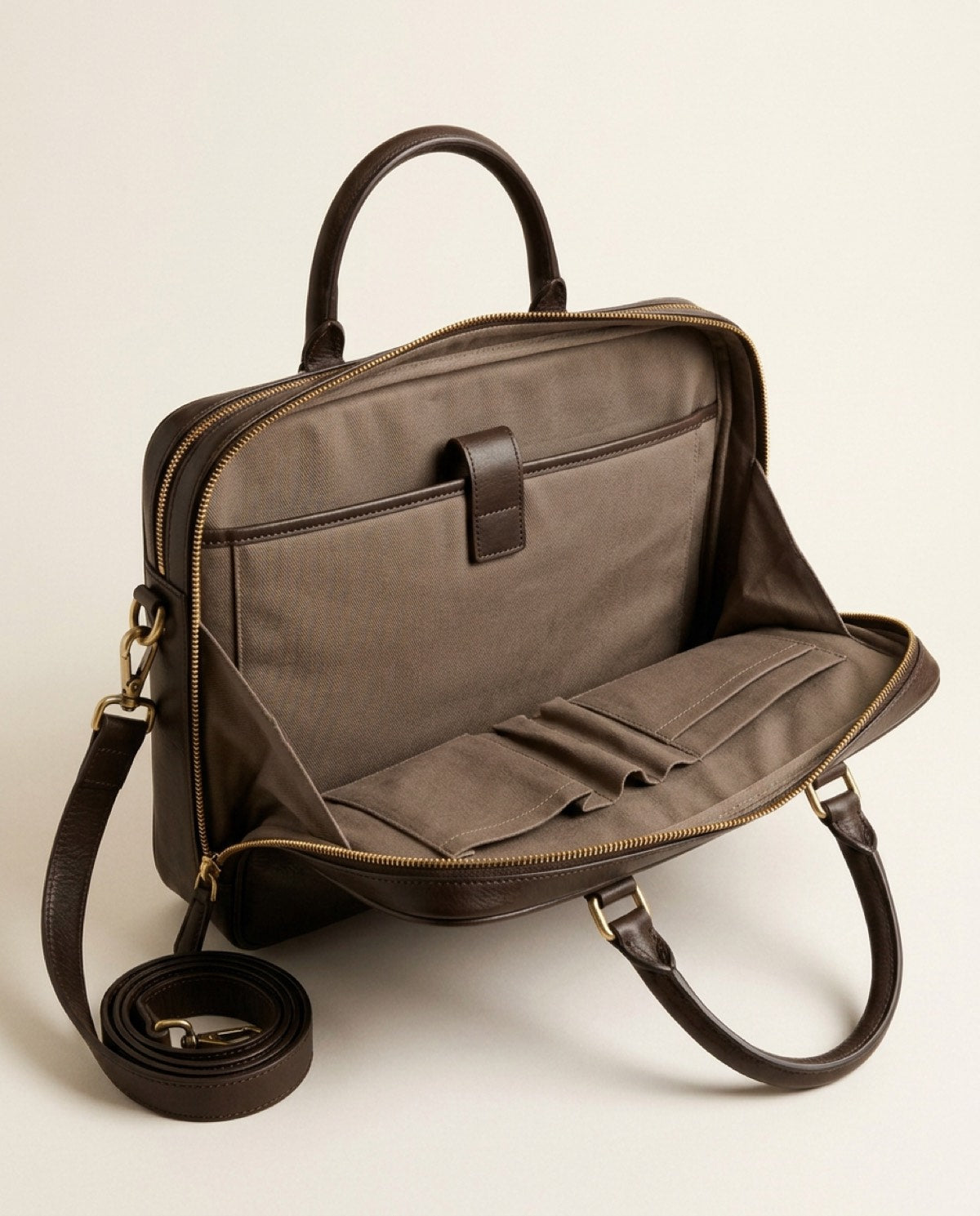 Hatton Slim Briefcase, cotton twill detail