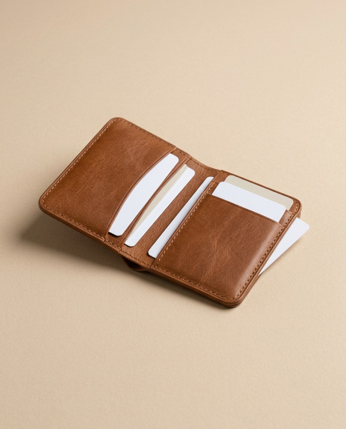 Hatton Slim Cardholder open, showing what fits inside