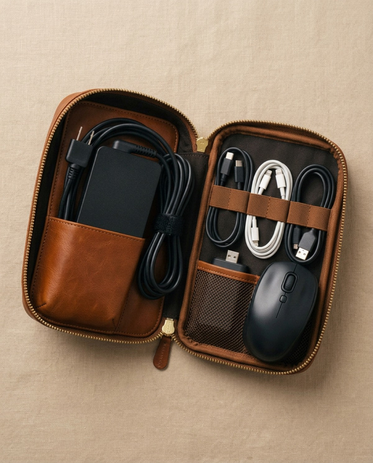 Hatton Tech Organizer Pouch open, showing what fits inside