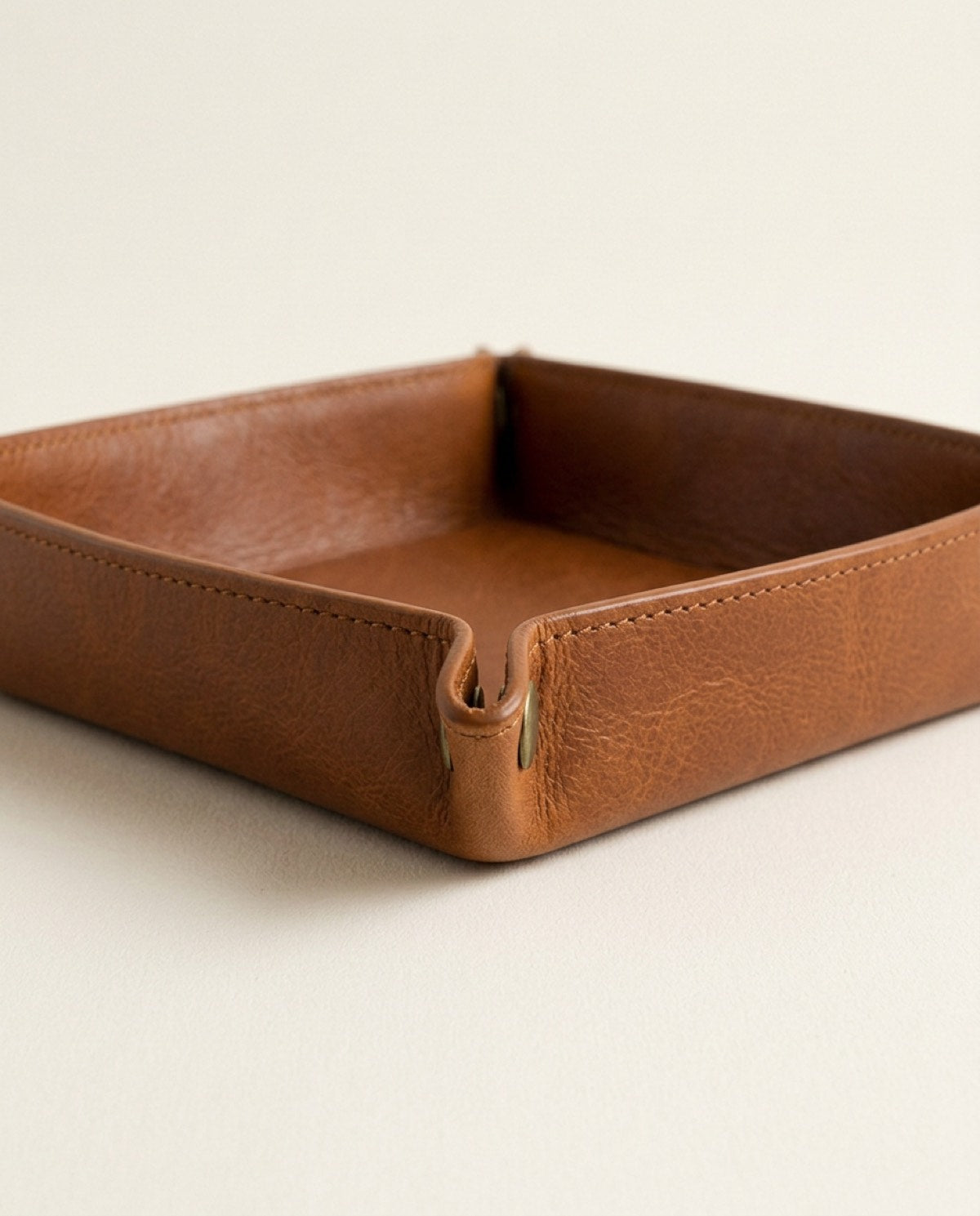 Hatton Valet Tray, brass-finish snaps detail